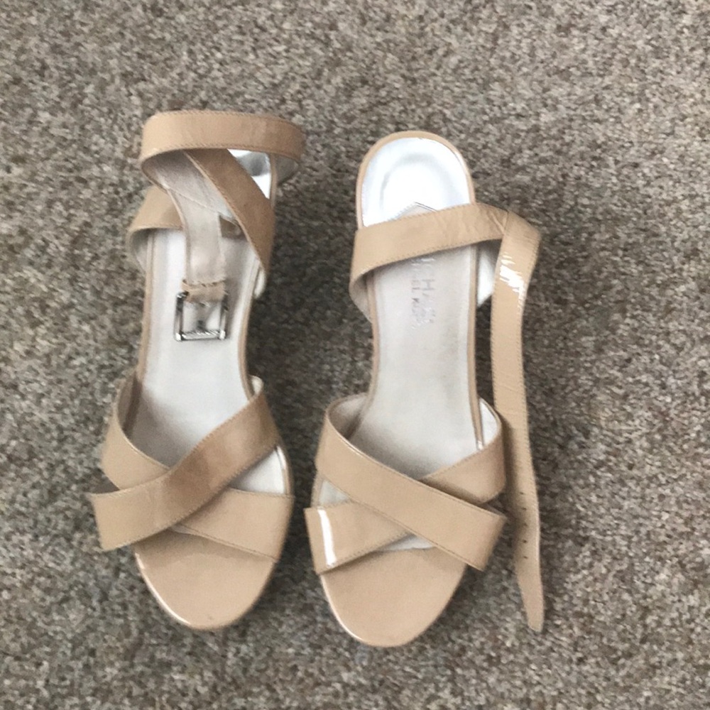 Michael Kors Beige Patent Leather Strappy Sandals
